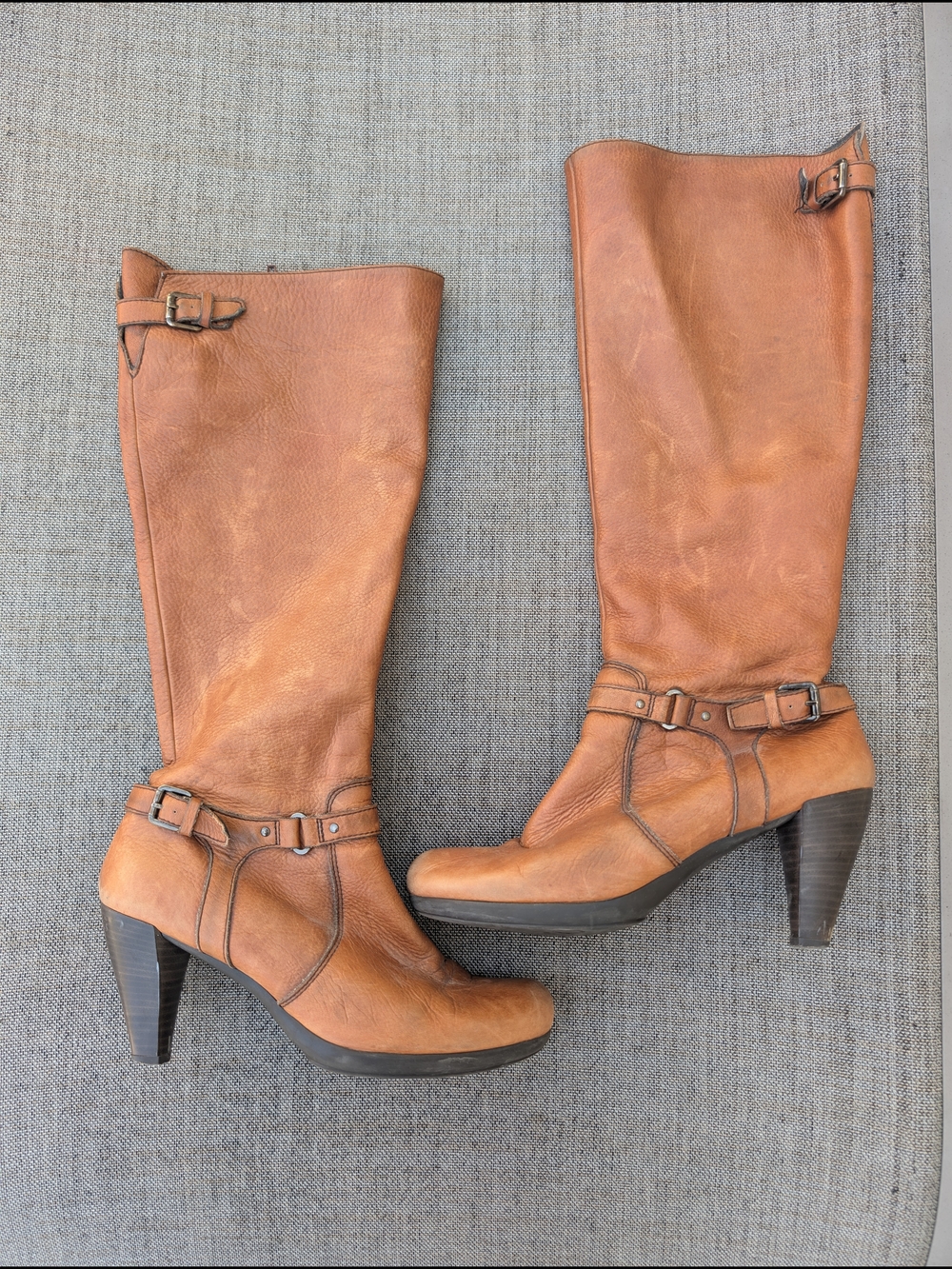 Hispanitas Women's Brown Leather Knee High Boots Size 39 EU Made in Spain